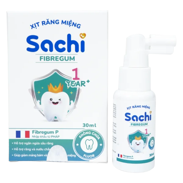 Xịt răng miệng Sachi Fibregum (Hộp 1 chai 30ml)