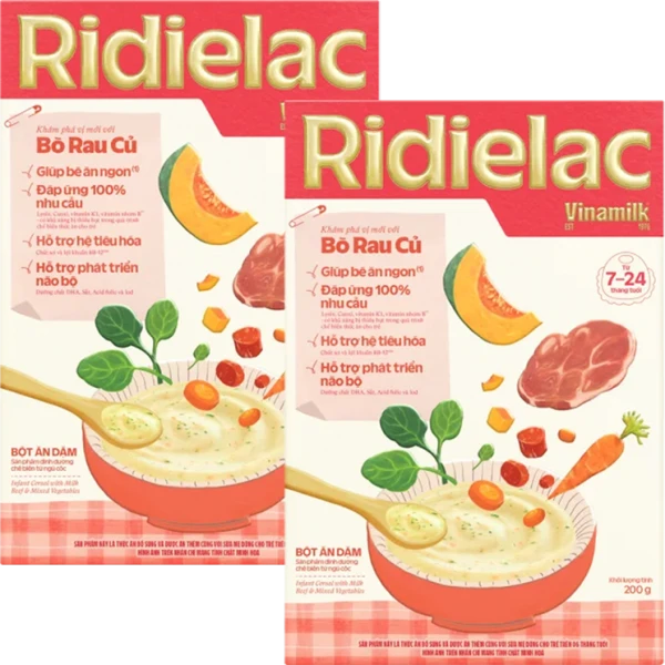 Combo 2 Bột ăn dặm Bò rau củ Ridielac HG 200g