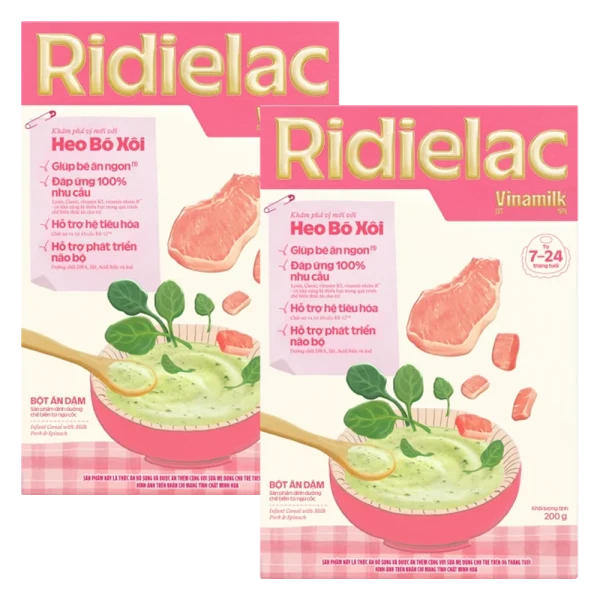 Combo 2 Bột ăn dặm Heo bó xôi Ridielac HG 200g