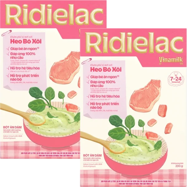 Combo 2 Bột ăn dặm Heo bó xôi Ridielac HG 200g