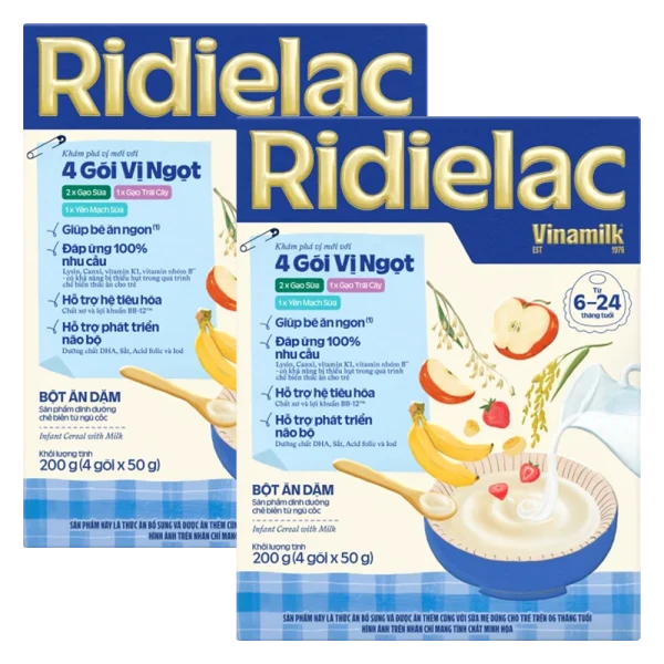Combo 2 Bột ăm dặm 4 gói vị ngọt Ridielac 4 x 50g