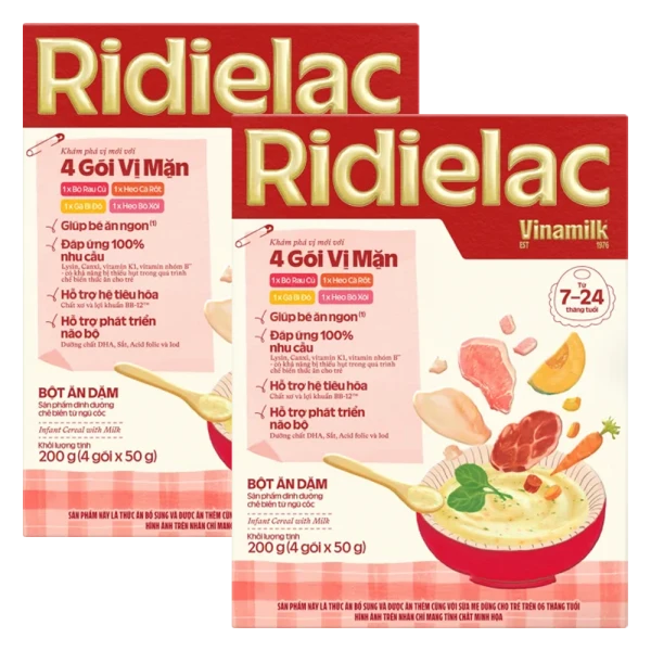 Combo 2 Bột ăn dặm 4 gói vị mặn Ridielac 4 x 50g