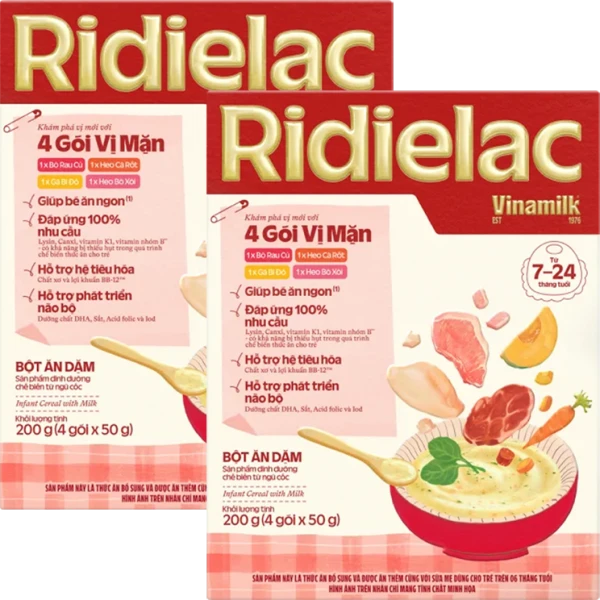 Combo 2 Bột ăn dặm 4 gói vị mặn Ridielac 4 x 50g
