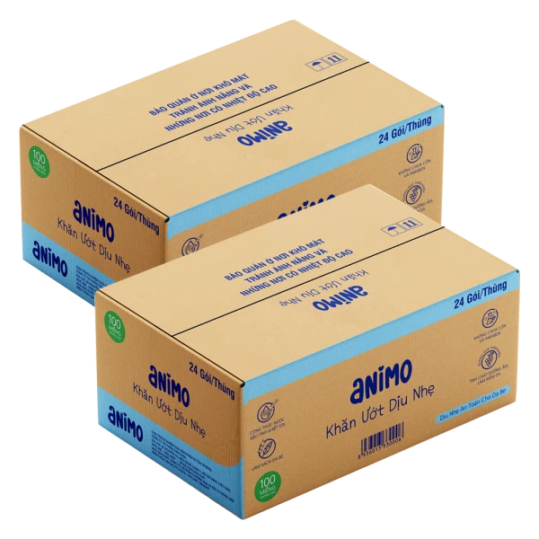 Combo 2 thùng  Khăn Ướt Dịu Nhẹ Animo không mùi (100 tờ)