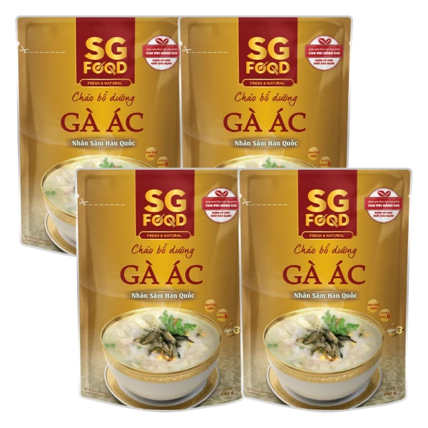 Combo 4 Cháo bổ dưỡng gà ác nhân sâm, SG Food, 240g
