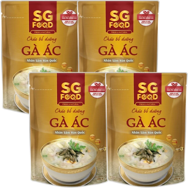 Combo 4 Cháo bổ dưỡng gà ác nhân sâm, SG Food, 240g