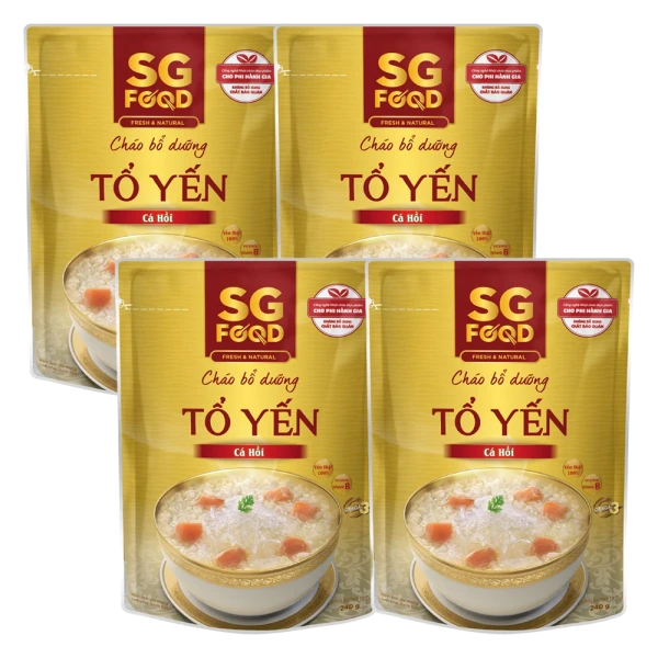 Combo 4 Cháo bổ dưỡng tổ yến cá hồi, SG Food, 240g