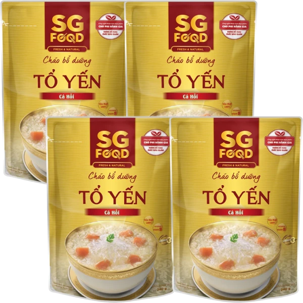 Combo 4 Cháo bổ dưỡng tổ yến cá hồi, SG Food, 240g
