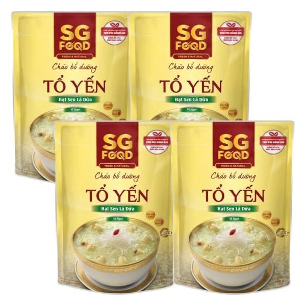 Combo 4 Cháo bổ dưỡng tổ yến hạt sen lá dứa, SG Food, 240g