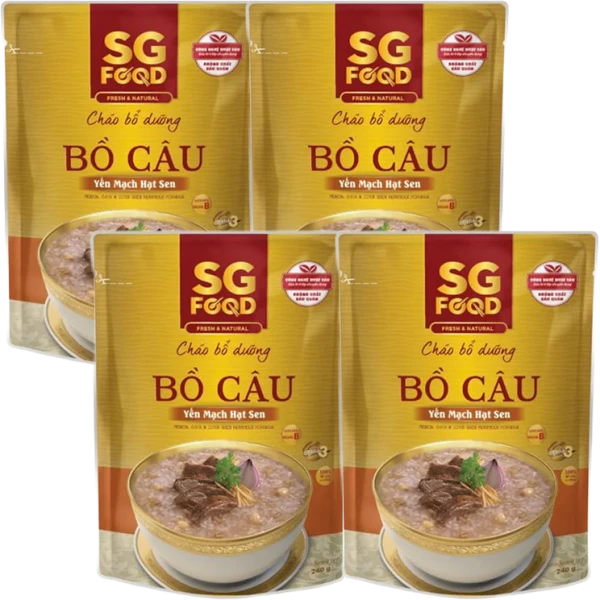 Combo 4 Cháo bổ dưỡng Bồ Câu Yến Mạch Hạt Sen 240gr
