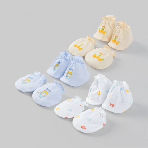 Set 6 bao tay chân bé trai thun Animo BA0126065 (NB, nhiều màu)