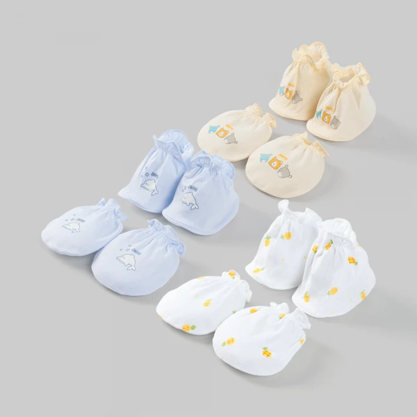 Set 6 bao tay chân bé trai thun Animo BA0126065 (NB, nhiều màu)