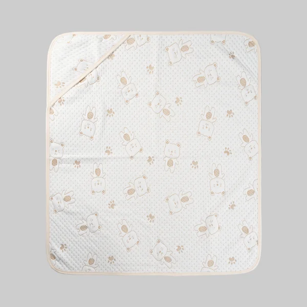 Khăn choàng ủ đa năng 2 trong 1 dệt hình gấu Animo T2503_LN001 (80x100cm, Màu be)