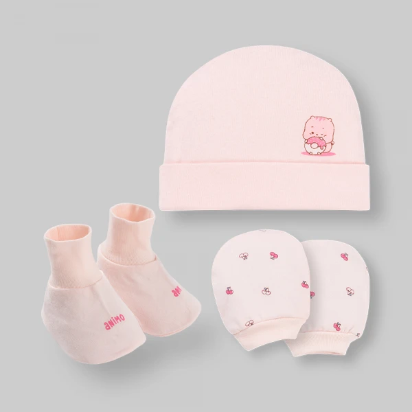Set nón bao tay chân bé gái bo Animo HN0226038 (NB,Nhiều màu)