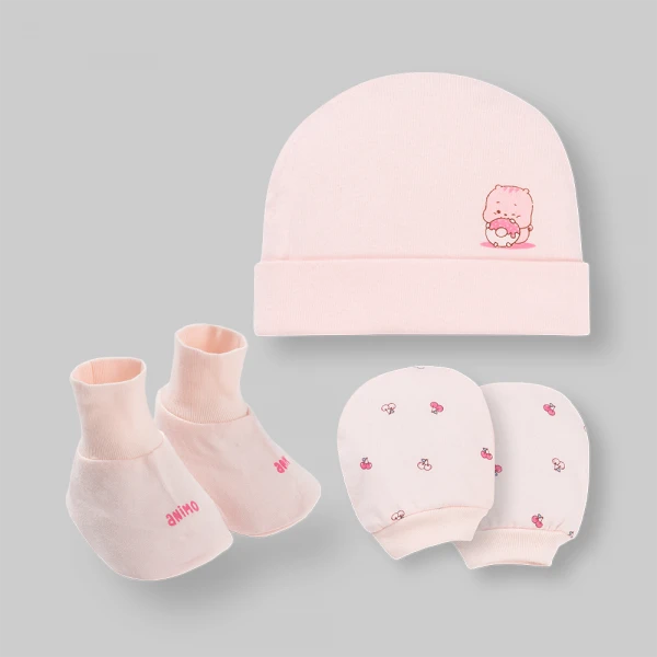 Set nón bao tay chân bé gái bo Animo HN0226038 (NB,Nhiều màu)