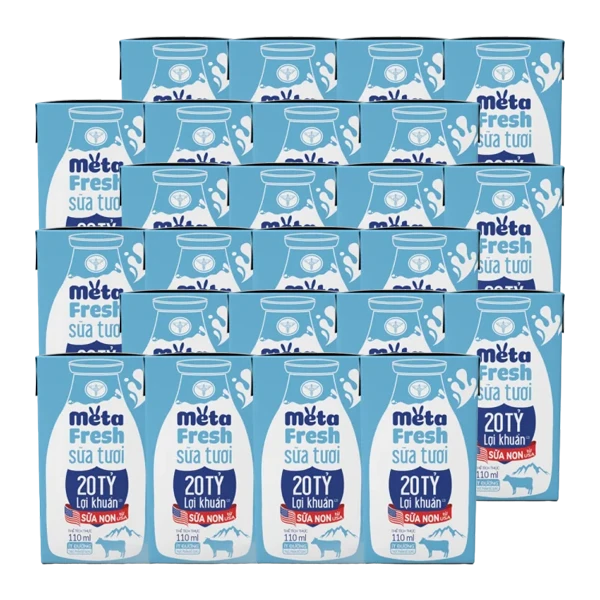 combo 6 lốc Sữa Tươi Tiệt Trùng MetaFresh Lợi Khuẩn 110ml (lốc 4 hộp)