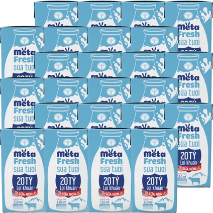 combo 6 lốc Sữa Tươi Tiệt Trùng MetaFresh Lợi Khuẩn 110ml (lốc 4 hộp)