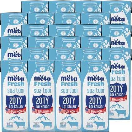 combo 6 lốc Sữa Tươi Tiệt Trùng MetaFresh Lợi Khuẩn 180ml (lốc 4 hộp)
