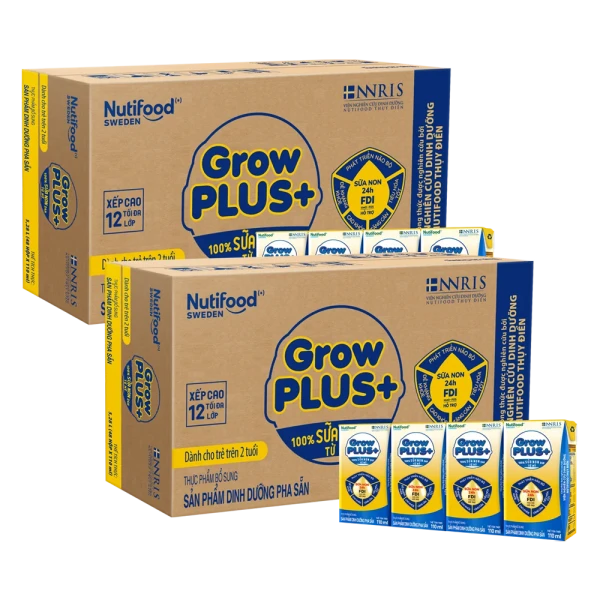 Combo 2 thùng SPDDPS GrowPLUS+ Sữa Non (Vàng), 110ml -  Lốc 4 hộp (2+)