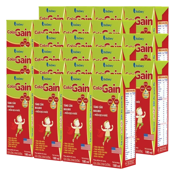 Combo 6 lốc Sữa uống dinh dưỡng Colos Gain 180ml, lốc 4 hộp (trên 1 tuổi)