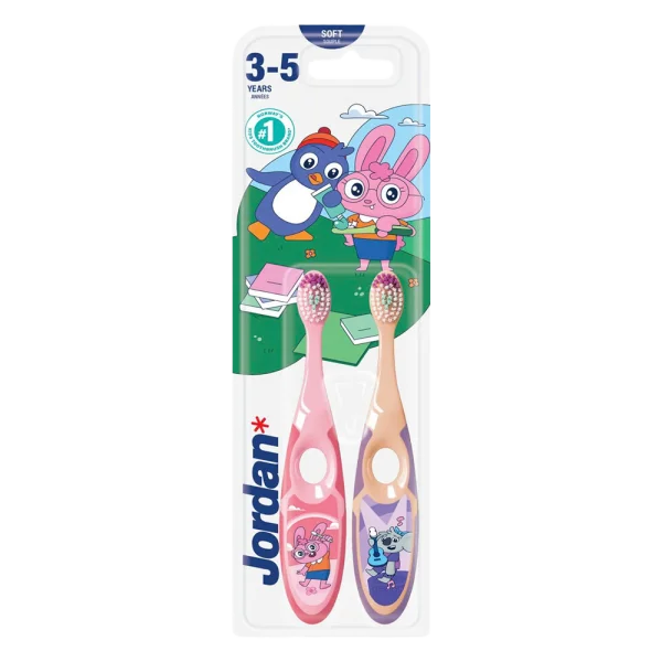 Bộ 2 bàn chải đánh răng trẻ em Jordan Step 2 (3-5 tuổi)