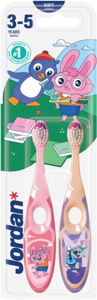 Bộ 2 bàn chải đánh răng trẻ em Jordan Step 2 (3-5 tuổi)