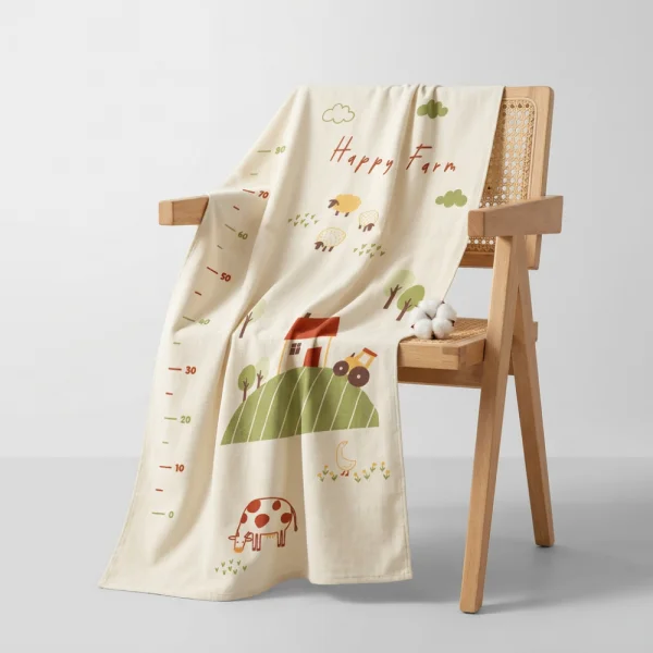 Combo 2 Khăn tắm trẻ em Cotton Vườn Bách Thú Animo BM9T (60x120cm,Trắng)