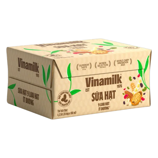 Thùng 6 lốc Sữa hạt 9 loại hạt Vinamilk ít dường 180ml (lốc 4 hộp)