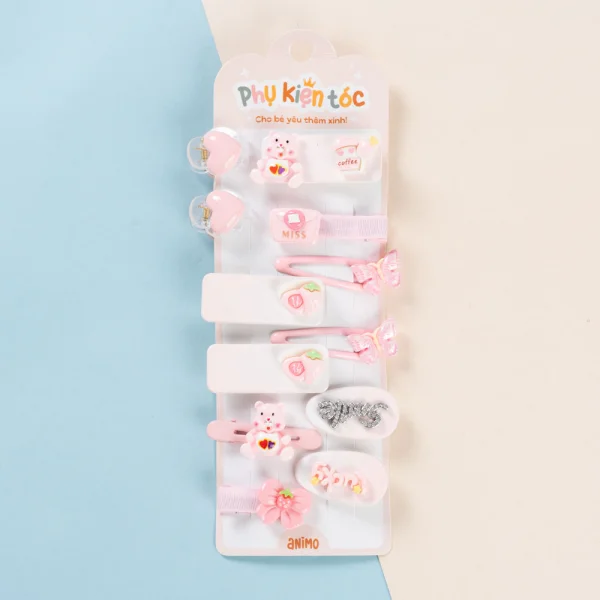Set kẹp tóc 12 món Animo A2601_MN030 (Hồng)