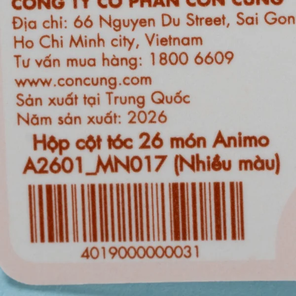 Hộp cột tóc 26 món Animo A2601_MN017 (Nhiều màu)