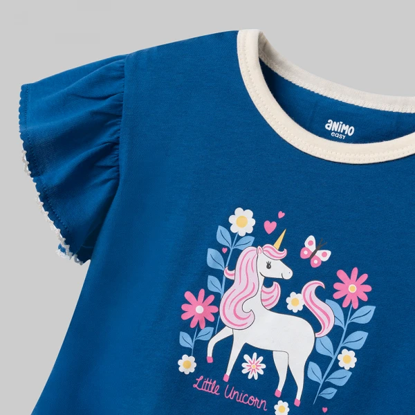 Bộ bé gái ngắn Animo Easy LU0526083 (1Y-4Y,Navy-Kem)