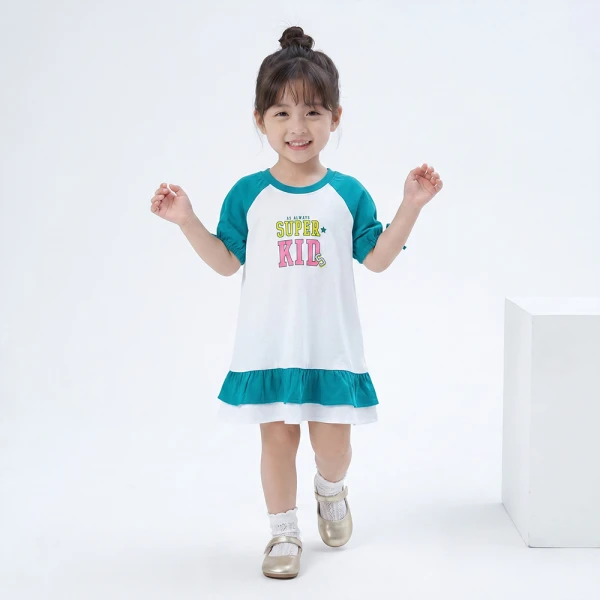 Đầm bé gái Animo champs LU0526045 (1Y-6Y,Trắng-lá,TT02)