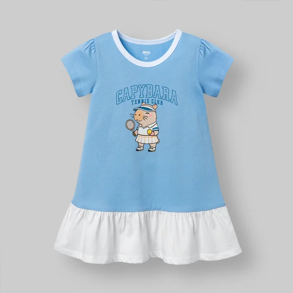 Đầm bé gái Animo Easy LU0526044 (1Y-4Y,Dương-trắng,TT02)
