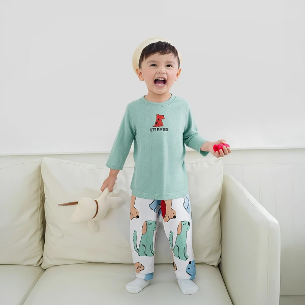Bộ bé trai dài Animo Easy SU26 HN0426071 (1-4Y,Lá-Trắng)
