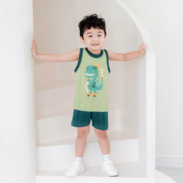 Bộ bé trai sát nách Animo Easy SU26 HN0526061 (1-4Y,Xanh lá)