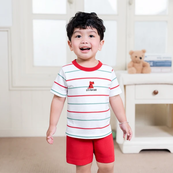 Bộ bé trai ngắn Animo Easy SU26 VD0426058 (1-4Y,Trắng-Đỏ)