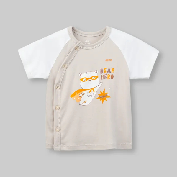 Set 2 bộ kháng khuẩn modal ngắn Animo VD0126011 (0-24M,Trắng-xám nhạt)