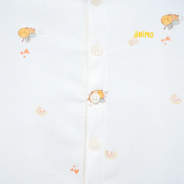 Set 2 bộ kháng khuẩn modal ngắn Animo VD0126013 (0-24M,Trắng-vàng sọc)