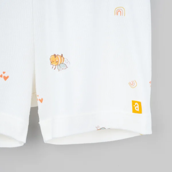 Set 2 bộ kháng khuẩn modal ngắn Animo VD0126013 (0-24M,Trắng-vàng sọc)