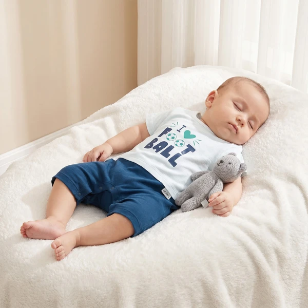 Bodysuit bé trai đùi Animo champs_soccer VD0526001 (0-12M,Trắng-navy)