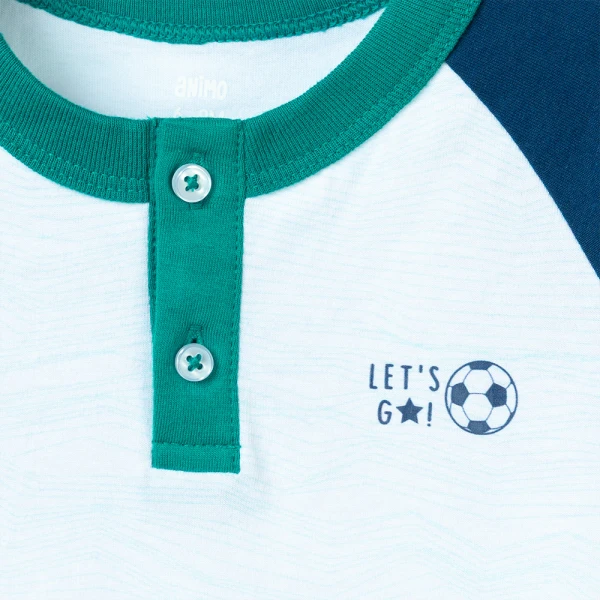 Bodysuit bé trai đùi Animo champs_soccer VD0526002 (0-12M,Trắng-navy)