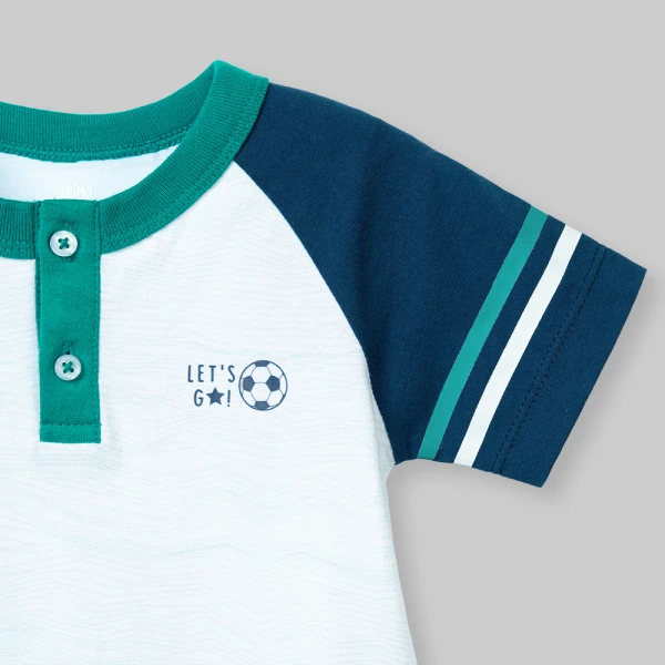 Bodysuit bé trai đùi Animo champs_soccer VD0526002 (0-12M,Trắng-navy)