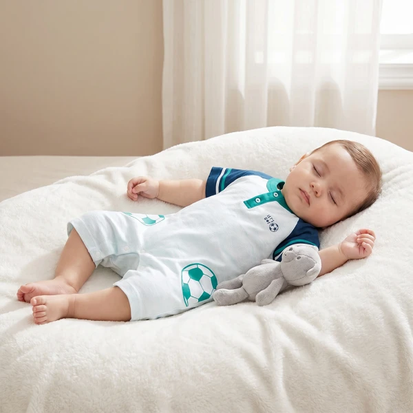 Bodysuit bé trai đùi Animo champs_soccer VD0526002 (0-12M,Trắng-navy)