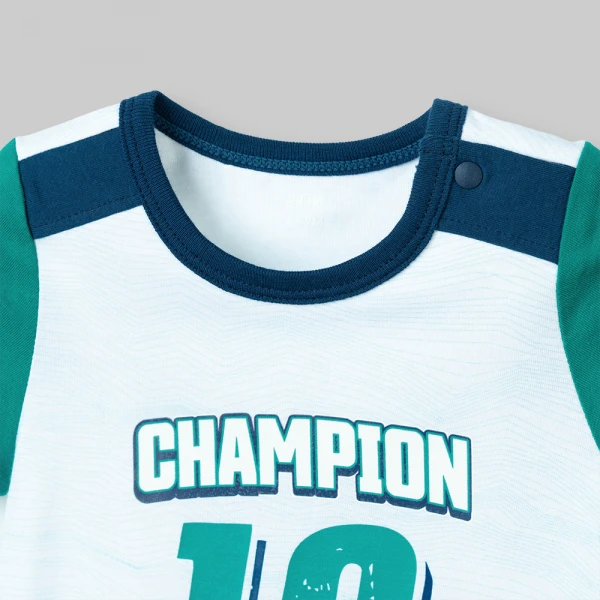 Bodysuit bé trai đùi Animo champs_soccer VD0526003 (0-12M,Trắng-navy-cổ vịt)