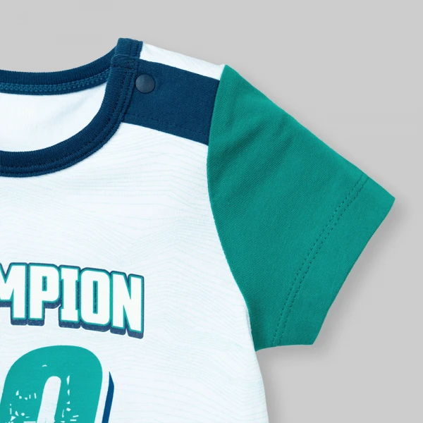Bodysuit bé trai đùi Animo champs_soccer VD0526003 (0-12M,Trắng-navy-cổ vịt)