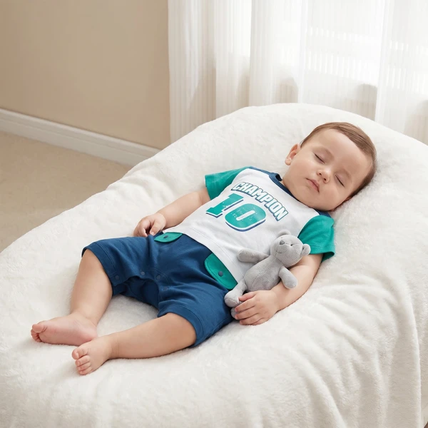Bodysuit bé trai đùi Animo champs_soccer VD0526003 (0-12M,Trắng-navy-cổ vịt)