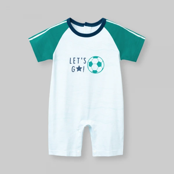 Bodysuit bé trai đùi Animo champs_soccer VD0526004 (0-12M,Trắng-xanh cổ vịt)