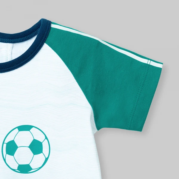 Bodysuit bé trai đùi Animo champs_soccer VD0526004 (0-12M,Trắng-xanh cổ vịt)