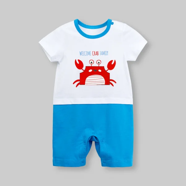 Bodysuit bé trai đùi Animo Ocean Friends VD0226002 (0-12M,Trắng - Xanh đậm)