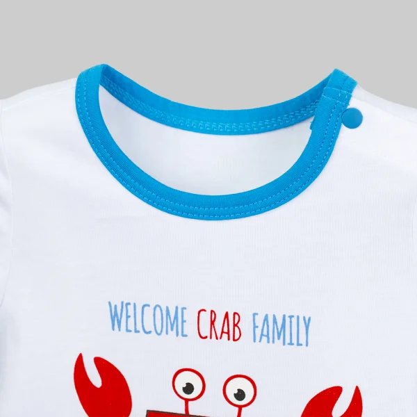 Bodysuit bé trai đùi Animo Ocean Friends VD0226002 (0-12M,Trắng - Xanh đậm)